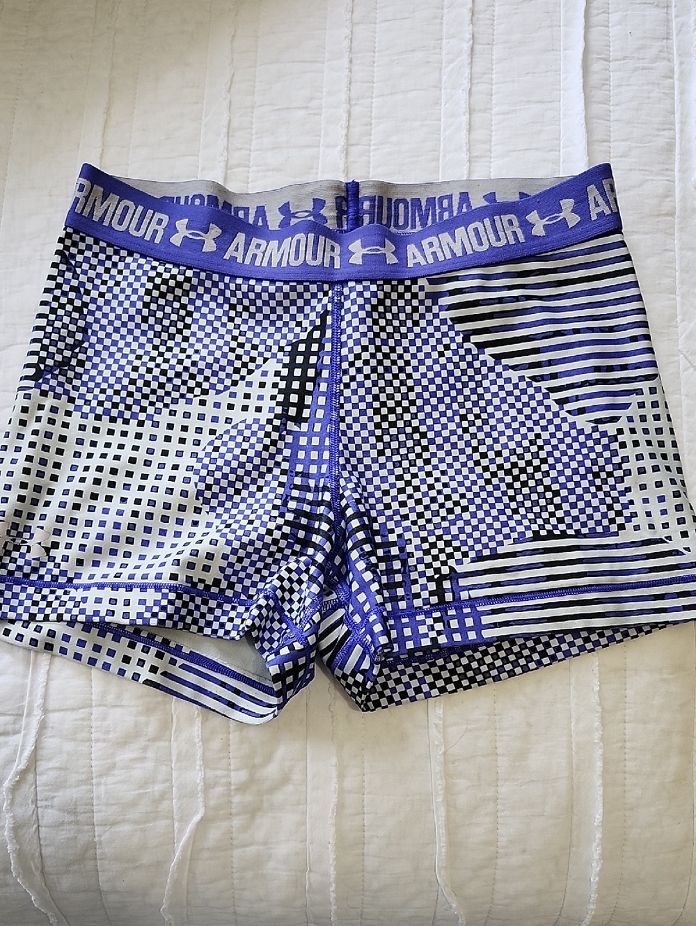 Under Armour Purple and White Activewear Compression Performance Shorts
